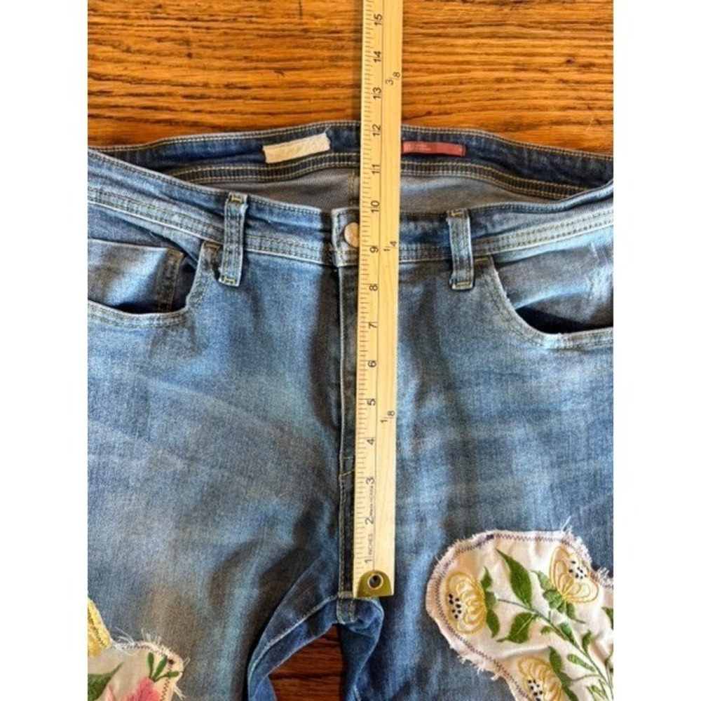 Unique Pilcro Floral Patchwork Mid Rise Straight Leg Jeans Women Sz 30 stretch - Picture 4 of 11